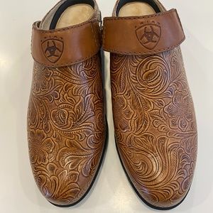 Ariat Tooled Leather mule clogs
